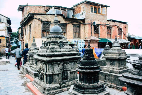 Katmandou Népal Août 2018 Vue Stupa Noir Situé Sommet Temple — Photo