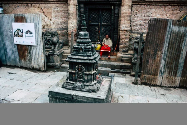 Kathmandu Nepal Agosto 2018 Vista Estupa Preta Localizada Topo Templo — Fotografia de Stock