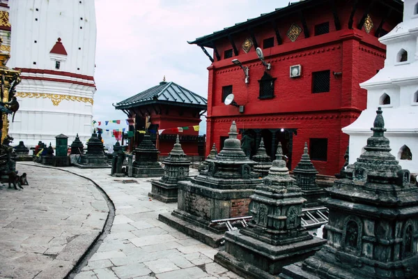 Katmandou Népal Août 2018 Vue Stupa Noir Situé Sommet Temple — Photo