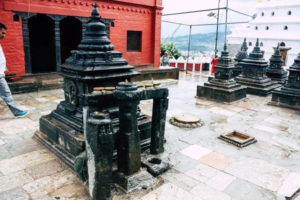 Kathmandu Nepál Srpna 2018 Pohled Černé Stúpy Nachází Horní Části — Stock fotografie
