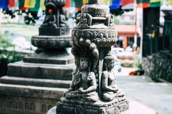 Katmandou Népal Août 2018 Vue Stupa Noir Situé Sommet Temple — Photo