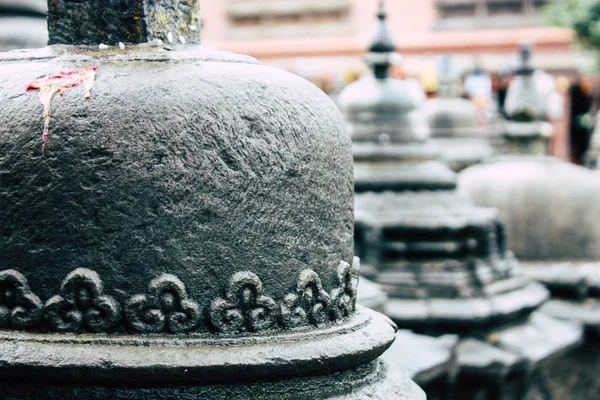 Katmandu Nepal Ağustos 2018 Siyah Stupa Görünümünü Akşam Kathmandu Maymun — Stok fotoğraf