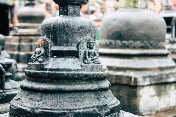 Katmandu Nepal Ağustos 2018 Siyah Stupa Görünümünü Akşam Kathmandu Maymun — Stok fotoğraf
