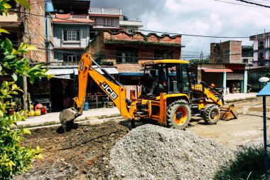 Katmandu Nepal 23 Ağustos 2018 Katmandu Swayambhunath alanında akşam maymun tapınakta alt yol inşaat alanında görünümünü