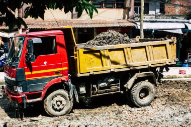 Katmandu Nepal 23 Ağustos 2018 Katmandu Swayambhunath alanında akşam maymun tapınakta alt yol inşaat alanında görünümünü