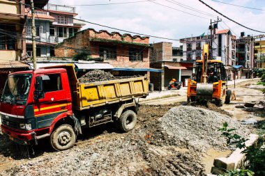 Katmandu Nepal 23 Ağustos 2018 Katmandu Swayambhunath alanında akşam maymun tapınakta alt yol inşaat alanında görünümünü