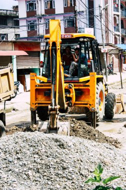 Katmandu Nepal 23 Ağustos 2018 Katmandu Swayambhunath alanında akşam maymun tapınakta alt yol inşaat alanında görünümünü