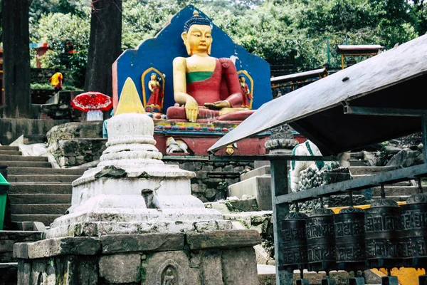 Katmandou Népal Août 2018 Vue Stupa Blanc Situé Botton Temple — Photo