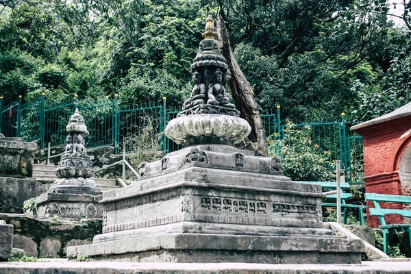 Kathmandu Nepál Srpna 2018 Pohled Bílé Stúpy Nachází Dolní Okraj — Stock fotografie