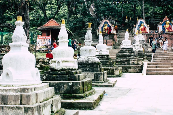 Kathmandu Nepal Agosto 2018 Veduta Dello Stupa Bianco Situato Sul — Foto Stock
