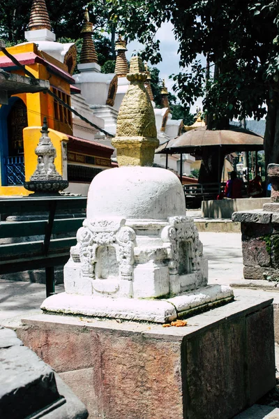 Kathmandu Nepal August 2018 Ansicht Der Weißen Stupa Fuße Des — Stockfoto