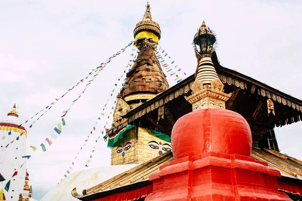 Κατμαντού Νεπάλ Αυγούστου 2018 Closeup Του Βούδα Στούπα Βρίσκεται Στην — Φωτογραφία Αρχείου