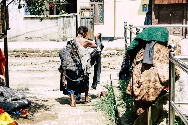 Kathmandu Nepal August 2018 Porträt Eines Obdachlosen Der Boden Des — Stockfoto