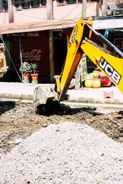 Katmandu Nepal 23 Ağustos 2018 Katmandu Swayambhunath alanında akşam maymun tapınakta alt yol inşaat alanında görünümünü