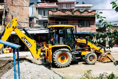 Katmandu Nepal 23 Ağustos 2018 Katmandu Swayambhunath alanında akşam maymun tapınakta alt yol inşaat alanında görünümünü