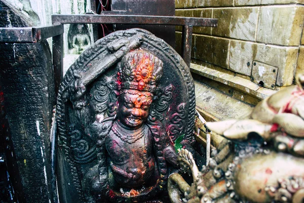 Kathmandu Nepal Agosto 2018 Vista Uma Estátua Templo Macaco Área — Fotografia de Stock