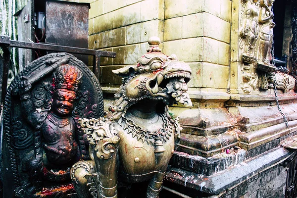 Katmandú Nepal Agosto 2018 Vista Una Estatua Templo Del Mono —  Fotos de Stock