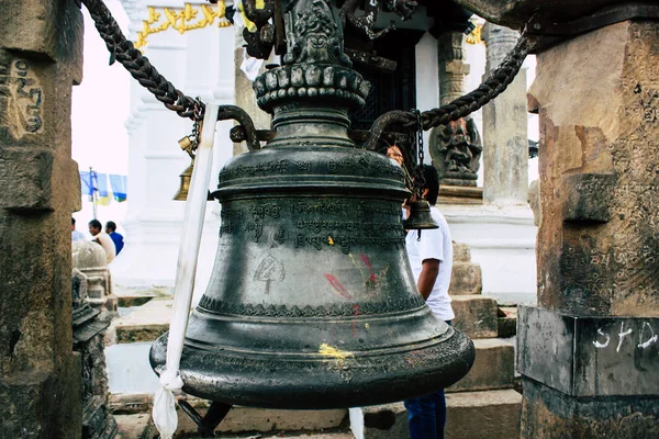 Katmandou Népal Août 2018 Vue Une Cloche Temple Des Singes — Photo