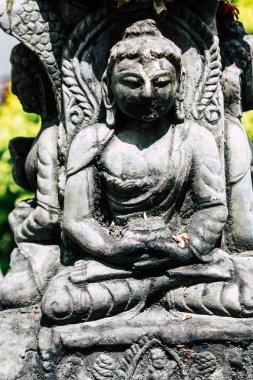 Katmandu Nepal 23 Ağustos 2018 Katmandu Swayambhunath alanında akşam maymun tapınakta Buda surata görünümünü