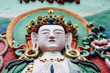 Katmandu Nepal 23 Ağustos 2018 Katmandu Swayambhunath alanında akşam maymun tapınakta Buda surata görünümünü