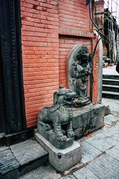 Kathmandu Nepal Sierpień 2018 Widok Twarzy Buddy Świątyni Małp Okolicy — Zdjęcie stockowe