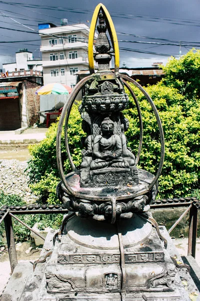 Kathmandu Nepal Augusti 2018 Visa Buddha Ansikte Monkey Temple Swayambhunath — Stockfoto