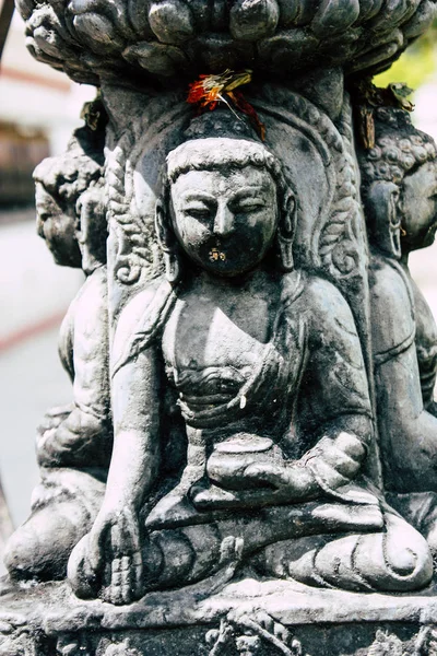 Kathmandu Nepal Agosto 2018 Veduta Del Volto Buddha Tempio Delle — Foto Stock