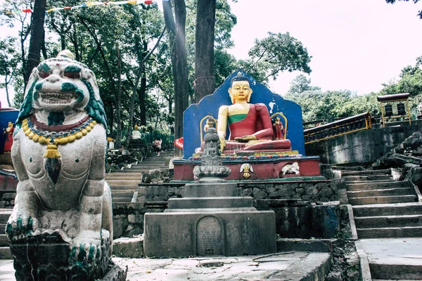 Kathmandu Nepal Augustus 2018 Weergave Van Het Boeddha Gezicht Tempel — Stockfoto