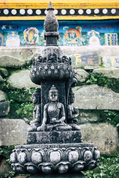 Katmandou Népal Août 2018 Vue Visage Bouddha Temple Des Singes — Photo