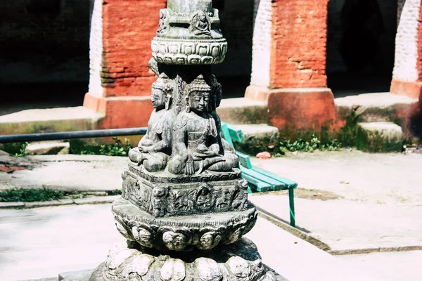 Kathmandu Nepal Augusti 2018 Visa Buddha Ansikte Monkey Temple Swayambhunath — Stockfoto