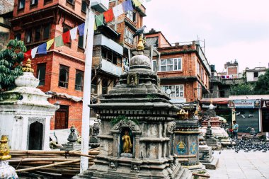 Katmandu Nepal 24 Ağustos 2018 Shree Gha Stupa tapınağın görünümünü bulunan Naghal bölgesinde sabah Kathmandu Thamel ve Durbar Meydanı arasında