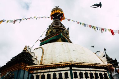 Katmandu Nepal 24 Ağustos 2018 Shree Gha Stupa tapınağın görünümünü bulunan Naghal bölgesinde sabah Kathmandu Thamel ve Durbar Meydanı arasında
