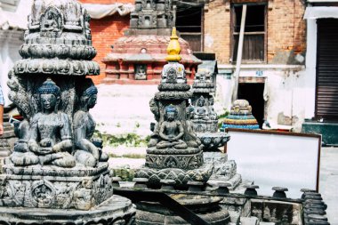Katmandu Nepal 24 Ağustos 2018 Shree Gha Stupa tapınağın görünümünü bulunan Naghal bölgesinde sabah Kathmandu Thamel ve Durbar Meydanı arasında