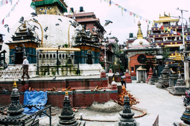 Katmandu Nepal 24 Ağustos 2018 Shree Gha Stupa tapınağın görünümünü bulunan Naghal bölgesinde sabah Kathmandu Thamel ve Durbar Meydanı arasında