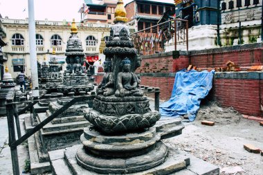 Katmandu Nepal 24 Ağustos 2018 Shree Gha Stupa tapınağın görünümünü bulunan Naghal bölgesinde sabah Kathmandu Thamel ve Durbar Meydanı arasında