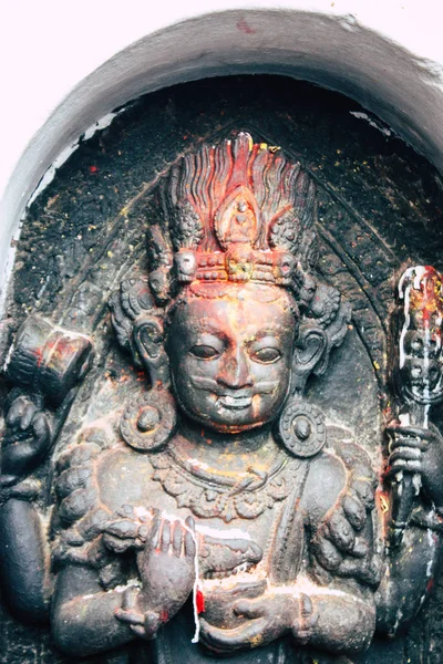 Katmandú Nepal Agosto 2018 Vista Cara Buda Templo Mono Área — Foto de Stock