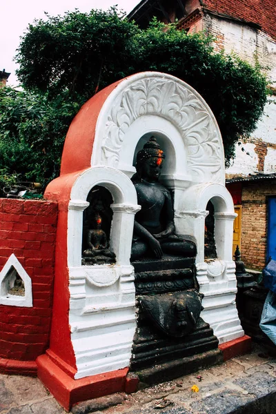 Kathmandu Nepál Srpna 2018 Pohled Tvář Buddhy Opičí Chrám Oblasti — Stock fotografie