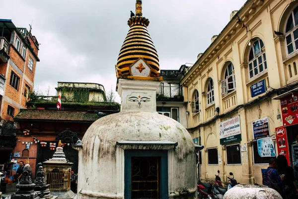 2018 日ネパール カトマンズ シュリー Gha 仏舎利塔寺観が朝はカトマンズのタメルとダルバール広場の Naghal 地区に位置します — ストック写真