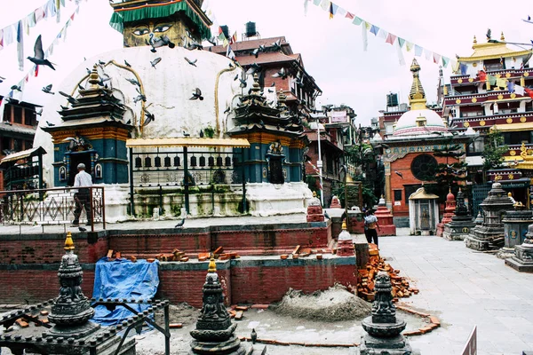 Katmandu Nepal 24 Ağustos 2018 Shree Gha Stupa tapınağın görünümünü bulunan Naghal bölgesinde sabah Kathmandu Thamel ve Durbar Meydanı arasında