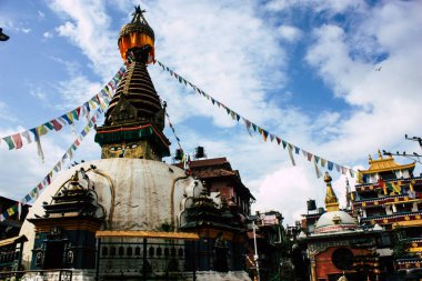 Katmandu Nepal 24 Ağustos 2018 Shree Gha Stupa tapınağın görünümünü bulunan Naghal bölgesinde sabah Kathmandu Thamel ve Durbar Meydanı arasında