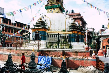 Katmandu Nepal 24 Ağustos 2018 Shree Gha Stupa tapınağın görünümünü bulunan Naghal bölgesinde sabah Kathmandu Thamel ve Durbar Meydanı arasında