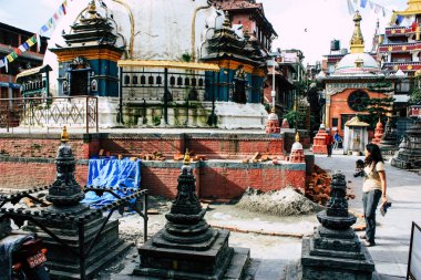 Katmandu Nepal 24 Ağustos 2018 Shree Gha Stupa tapınağın görünümünü bulunan Naghal bölgesinde sabah Kathmandu Thamel ve Durbar Meydanı arasında