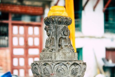 Katmandu Nepal 24 Ağustos 2018 Shree Gha Stupa tapınağın görünümünü bulunan Naghal bölgesinde sabah Kathmandu Thamel ve Durbar Meydanı arasında