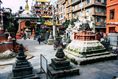 Katmandu Nepal 24 Ağustos 2018 Shree Gha Stupa tapınağın görünümünü bulunan Naghal bölgesinde sabah Kathmandu Thamel ve Durbar Meydanı arasında