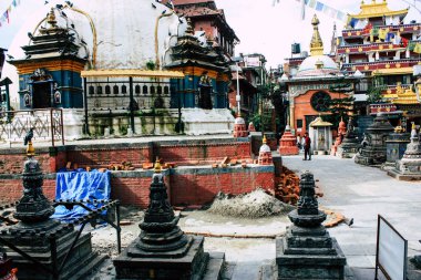 Katmandu Nepal 24 Ağustos 2018 Shree Gha Stupa tapınağın görünümünü bulunan Naghal bölgesinde sabah Kathmandu Thamel ve Durbar Meydanı arasında
