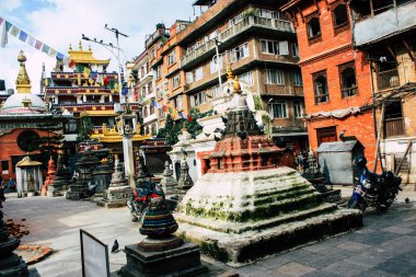 Katmandu Nepal 24 Ağustos 2018 Shree Gha Stupa tapınağın görünümünü bulunan Naghal bölgesinde sabah Kathmandu Thamel ve Durbar Meydanı arasında