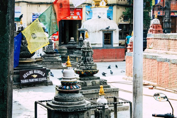 Katmandu Nepal 24 Ağustos 2018 Shree Gha Stupa tapınağın görünümünü bulunan Naghal bölgesinde sabah Kathmandu Thamel ve Durbar Meydanı arasında