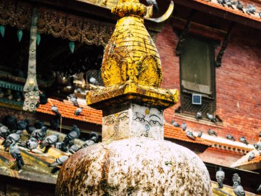 Katmandu Nepal 31 Ağustos 2018 Shree Gha Stupa tapınağın görünümünü bulunan Naghal bölgesinde akşam Kathmandu Thamel ve Durbar Meydanı arasında