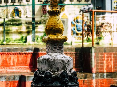 Katmandu Nepal 31 Ağustos 2018 Shree Gha Stupa tapınağın görünümünü bulunan Naghal bölgesinde akşam Kathmandu Thamel ve Durbar Meydanı arasında
