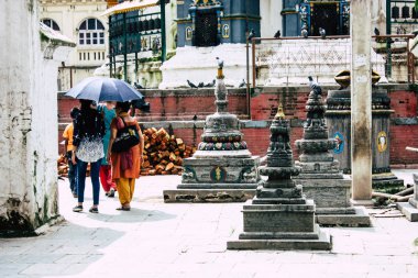 Katmandu Nepal 24 Ağustos 2018 Shree Gha Stupa tapınağın görünümünü bulunan Naghal bölgesinde sabah Kathmandu Thamel ve Durbar Meydanı arasında